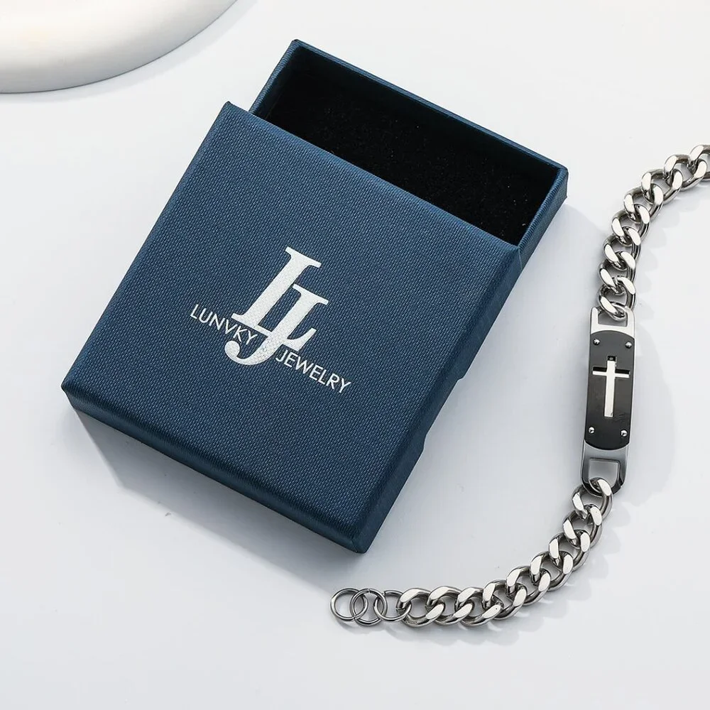 Stainless Steel Cross Bracelet for Boys, 8 Inches, Christian Jewelry